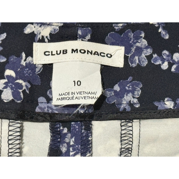 Club Monaco Blue & White Floral Print Pant Trouser Ankle Cropped Women Sz 10 - Picture 8 of 10